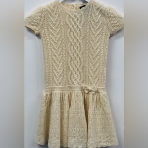 Polo by Ralph Lauren Cream Knit Kids Dress, Cashmere dress